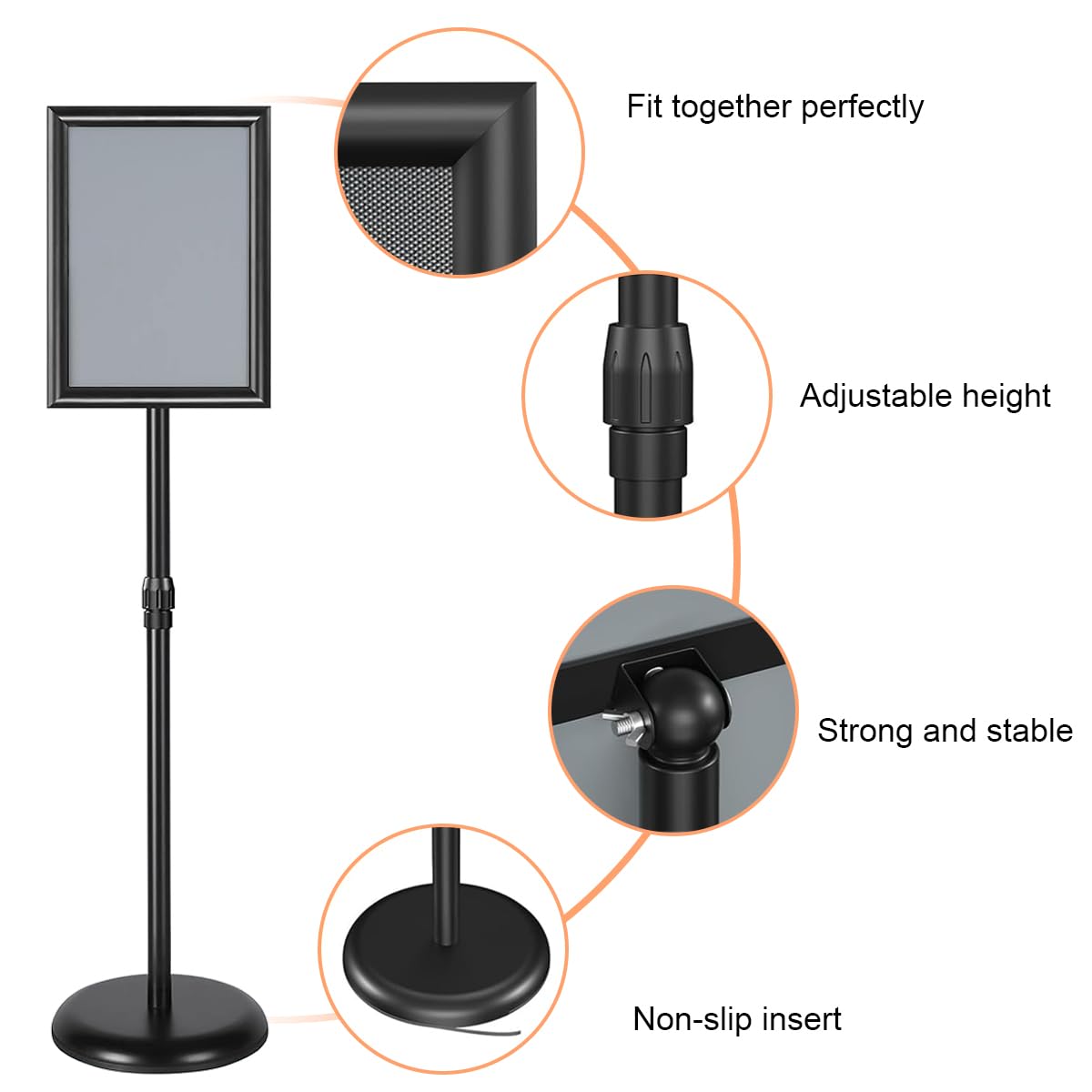 Climberty 11x17 Inch Pedestal Standing Sign Holder Stand Poster Stand, Heavy-Duty Adjustable Floor Standing Sign Holder with Round Base for Vertical/Horizontal Sign Display (Black) Climberty 11x17 Inch Pedestal Standing Sign Holder Stand Poster Stand, Heavy-Duty Adjustable Floor Standing Sign Holder with Round Base for Vertical/Horizontal Sign Display (Black)
